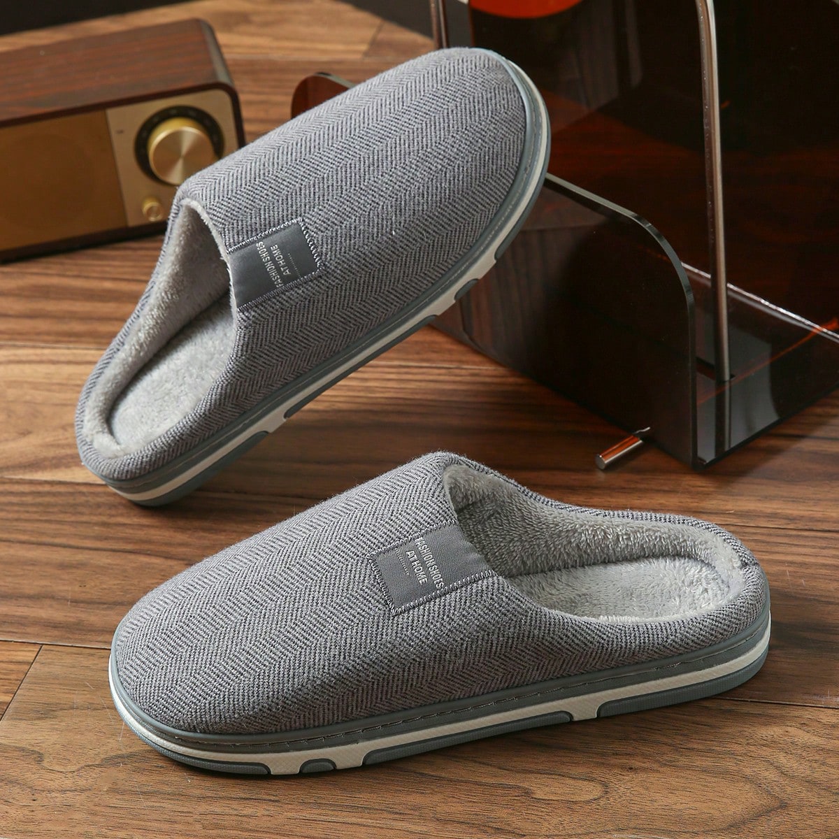 Warm Plush Slippers For Men, Soft Non-Slip Indoor House Shoes, Comfortable Flat Home Bedroom Couple Fur Slippers, Quiet & Warm Indoor Shoes For Winter