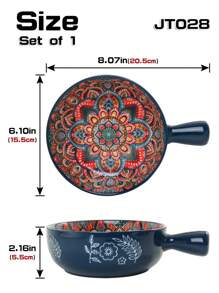 1pc Ceramic Bowl With Handle, Unique Floral Rim Design, 4 Color Options, Suitable For Kitchen, Dining, Ramen, Soup,School Supplies - Multicolor - View 5