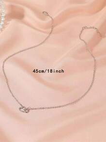 心形水钻项链，优雅锁骨链吊坠项链 - 彩色 - 查看 5