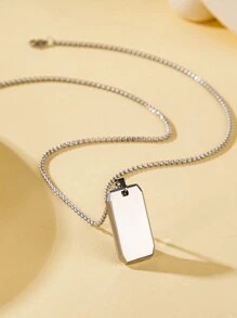 Gepersonaliseerde roestvrijstalen tekstketting, hiphop-koppelketting, gespiegelde hoekige militaire dogtag-stijl hangersieraden, gegraveerd beschikbaar