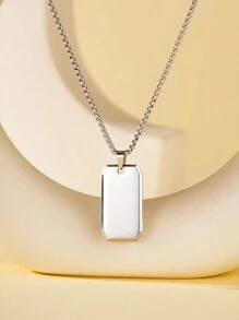Gepersonaliseerde roestvrijstalen tekstketting, hiphop-koppelketting, gespiegelde hoekige militaire dogtag-stijl hangersieraden, gegraveerd beschikbaar