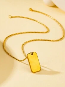 Gepersonaliseerde roestvrijstalen tekstketting, hiphop-koppelketting, gespiegelde hoekige militaire dogtag-stijl hangersieraden, gegraveerd beschikbaar