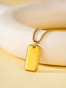 Gepersonaliseerde roestvrijstalen tekstketting, hiphop-koppelketting, gespiegelde hoekige militaire dogtag-stijl hangersieraden, gegraveerd beschikbaar