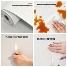 Selbstklebende leinenstrukturierte Kontaktfolie - waschbar & schwer entflammbar, 3D Abzieh- und Klebewallpaper für Heim-Dekoration, zufälliges Muster Wandkunst Dekoration (10 m Rolle), Renovierungs-Sticker Wandpaneele, Tapeten, Frühlings-Dekorations-Artikel um Ihr Zuhause aufzufrischen, Festival-Dekorations-Sticker Geschenke Geburtstag Abschluss