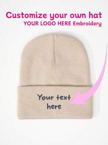 1pc Customized Embroidered Letter Logo Knit Beanie Hat, Unisex Couples Customized Hat, Suitable For Daily Wear, Ideal For Valentine's Day, Christmas, Autumn/Winter, Winter Fashion, Christmas Gift, Personalized Gift For Men & Women
