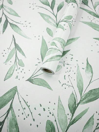 Roll 45cm Groen Leaf Peel Stick Wallpaper, Bohemian Removable Vinyl Contact Paper, Moderne Neutral Self Adhesive Wand Cabinets, Bedrooms view 6