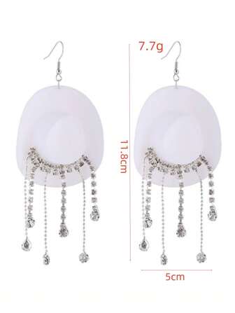 1 para spersonalizowanych kolczyków z frędzlami w kształcie kowbojskiego kapelusza, odpowiednich do codziennego noszenia przez kobiety