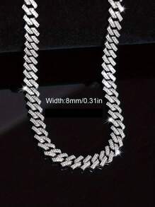 1 pieza Collar Gargantilla de Joyería Hiphop con Eslabones de Cadena y Rhinestones de 8 MM de - Estilo A - Ver 21
