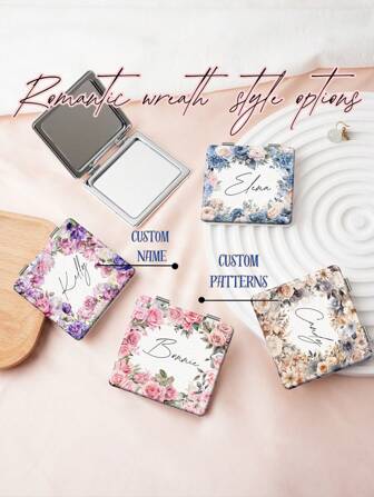 1pc Portable Foldable Square Customized Mirrors, Durable Compact Design, Convenient Handheld