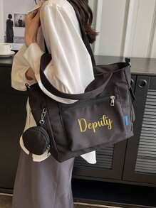Embroidered Custom Versatile Tote Bag, Women's Personalized Handbag, Oxford Solid Color Large Capacity Crossbody Bag, American Retro Large Capacity Women's Crossbody Bag, Men's And Women's Commuting Handbag, Shoulder Bag, College Student Leisure Bag Bags Ladies