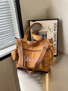 Embroidered Custom Versatile Tote Bag, Women's Personalized Handbag, Oxford Solid Color Large Capacity Crossbody Bag, American Retro Large Capacity Women's Crossbody Bag, Men's And Women's Commuting Handbag, Shoulder Bag, College Student Leisure Bag Bags Ladies