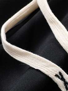 Bộ 2 áo khoác bomber in chữ thập cá nhân hóa cho nam có quần thể thao cạp rút dây, bộ đồ thể thao ngoài trời thường ngày, mùa xuân và mùa thu - màu đen - Xem 9