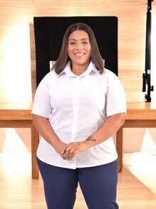 Women's Short Sleeve Dress Shirt Plus Size T-Shirt - 白色 - 查看 1