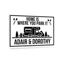 1pc Personalized Metal Sign, "Home Is Where You Park It", Customizable Name, Gift For Friends And Family, 12"X8" Metal Sign For Home Decor