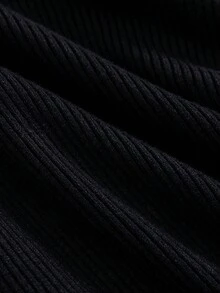 Autumn Winter A-Line Women Long Knit Sweater Dress - Black - View 8