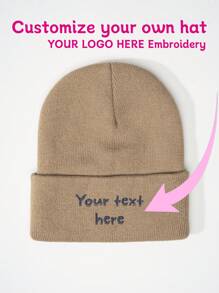 1pc Customized Embroidered Letter Logo Knit Beanie Hat, Unisex Couples Customized Hat, Suitable For Daily Wear, Ideal For Valentine's Day, Christmas, Autumn/Winter, Winter Fashion, Christmas Gift, Personalized Gift For Men & Women