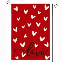 1pc Love Flag For Valentine's Day, Red & Pink Striped Double-Sided Heart-Shaped Valentine's Day Flag, Heart Combo Valentine's Day Garden Flag, 30 X 45cm Valentine's Day House Flag, Suitable For Valentine's Day Decoration - Multicolor - View 11