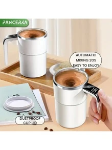 White Electric Coffee Mug With Temperature Sensing, Magnetic Auto-Stirring, Portable Electric Coffee/Milkshake Shaker Cup For Protein Powder, Available In Black And Pink