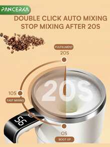 White Electric Coffee Mug With Temperature Sensing, Magnetic Auto-Stirring, Portable Electric Coffee/Milkshake Shaker Cup For Protein Powder, Available In Black And Pink