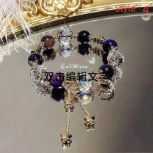 1 件天然玛瑙、草莓石英、宇宙星空设计手工手链，吸引爱情 - 多色 - 查看 14