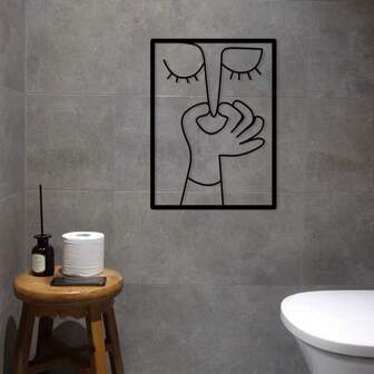 1pc Funny Nose Clip Metal Wall Art, Elegant Minimalist Bathroom Line Art, Humorous Toilet Decor, Guest Bathroom Decoration, Metal Line Art Wall Hanging, Art & Craft,Home Decor ,Room Decor,Wall Decor