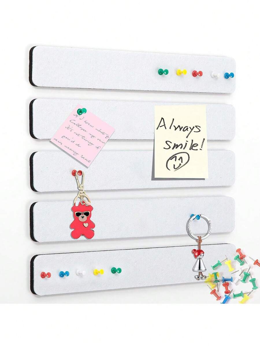 Set de 5 piezas de Tablero de mensajes de fieltro de 33*5cm, tablero de notas de oficina de fieltro, adhesivo para pared, tablero de exhibición - Multicolor - Ver 1