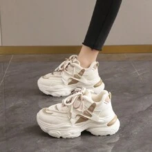 女士时尚保暖内衬保暖运动鞋低帮冬靴2024新款韩国潮流厚底休闲雪地靴 - 米色 - 查看 2