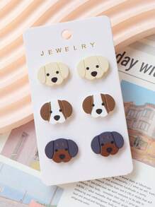 1 套（3 对）可爱动物猫形耳钉，仿软陶瓷丙烯酸涂层漆，有趣的个性化 Ins 风格猫耳饰品 - 貓咪 - 查看 8