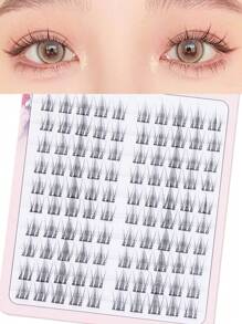 Elynique 100 Pcs C Curl Natural Cat Eyelashes DIY Lash Clusters Spread False Eyelashes- DIY Eyelash Extension Anime Lashes, Individual False Lash Clusters With 0.05mm Ultra-Thin Invisible Lash Band