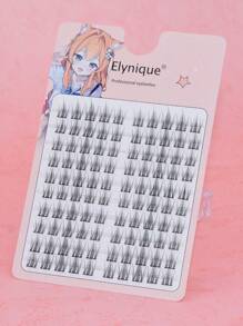 Elynique 100 Pcs C Curl Natural Cat Eyelashes DIY Lash Clusters Spread False Eyelashes- DIY Eyelash Extension Anime Lashes, Individual False Lash Clusters With 0.05mm Ultra-Thin Invisible Lash Band