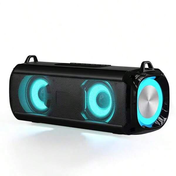 JMMO Portable Bluetooth Subwoofer Speaker Wireless Sound Box Music Speaker With Lamp, Outdoor Powerful Bass Speaker With Card Slot, Dual Speakers, RGB Lights, Strap, Desktop, Multi-Function, High-Quality Sound, Suitable For Car, Square Dance
