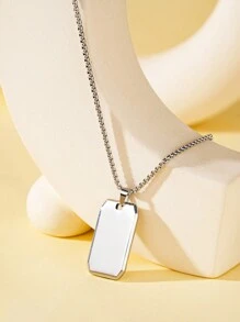 Gepersonaliseerde roestvrijstalen tekstketting, hiphop-koppelketting, gespiegelde hoekige militaire dogtag-stijl hangersieraden, gegraveerd beschikbaar