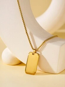 Gepersonaliseerde roestvrijstalen tekstketting, hiphop-koppelketting, gespiegelde hoekige militaire dogtag-stijl hangersieraden, gegraveerd beschikbaar