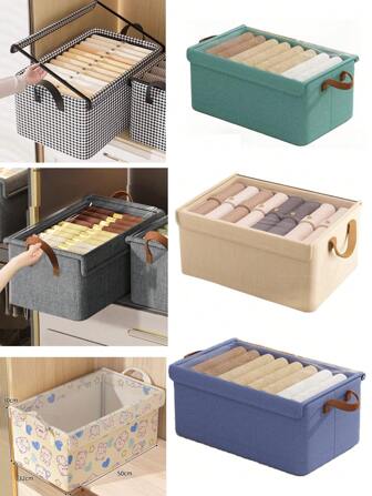 Covered Clothes Storage Box For Home Wardrobe, Multi-Layer Fabric Organizers Bins With Drawers, Large Capacity Garment Cabinets