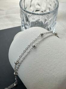 1 pièce Bracelet de cheville minimaliste et stylé à double perles pour femmes