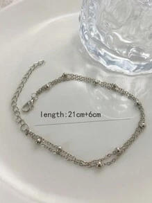 1 pièce Bracelet de cheville minimaliste et stylé à double perles pour femmes
