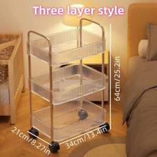 1pc Transparent Acrylic Storage Cart, Kitchen, Living Room, Bedroom, Multi-Layer Cart Storage Rack,Mobile Transparent Storage Rack, Small Cart, Cosmetics, Bedroom Bookshelf, Living Room Snacks, Multi-Layer Storage Rack, Bathroom Outdoor Decor
