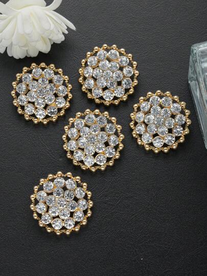 3 件/包精致圆形镂空全水钻镶嵌金属大纽扣，适用于大衣、风衣、毛衣、开衫、夹克装饰、DIY 鞋子、帽子、礼品盒、箱包、珠宝配饰
