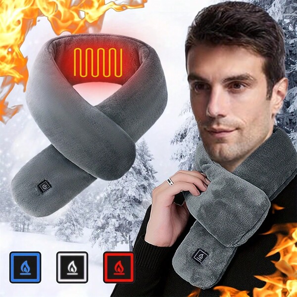 USB-Powered Heated Scarf - 3 Adjustable Temperature Settings, & Washable Neck Warmer For Winter Outdoor Activities (Battery Not Included)