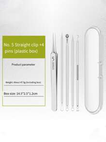 4 件套痤疮针不锈钢痤疮黑头去除工具瑕疵面部护理美容面部毛孔清洁器 - 彩色 - 查看 7