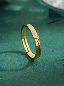 1pc High-Quality 18k Gold Plated Cubic Zirconia Copper Fashion Lucky Number 7 Ring, Great Gift For Women