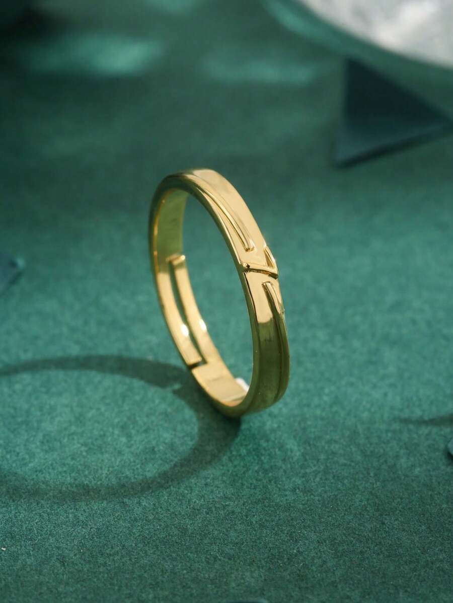 1pc High-Quality 18k Gold Plated Cubic Zirconia Copper Fashion Lucky Number 7 Ring, Great Gift For Women