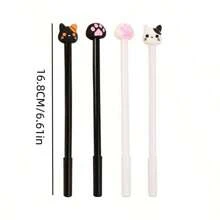 4 支创意文具猫爪凝胶笔，带橡胶头，黑色墨水卡通学生笔，返校用品，卡哇伊文具，学校用品，书写笔 - 混合色 - 查看 2