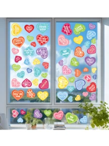 70pcs Valentine's Day Window Clings For Glass Windows 9sheets Valentine's Day Window Decals Love Valentine's Day Decorations Valentine's Day Window Stickers For Kids Holiday Window Clings Spring Decorations Valentines Day Decorations, Valentine Window Stickers, Vinyl Decal For Festive Decoration Personalised Stickers - Multicolor - View 2