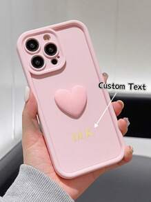 1pc Personalized 3D Heart Precise Camera Cut-Out Thick & Sturdy Anti-Drop TPU Soft Phone Case, Customizable Name & Letter Design, Minimalist Phone Protective Cover, Compatible With IPhone 16 15 14 Pro Max 13 12 11 Plus, Gift For Valentine's Day, Birthday, Holiday, Women, Etsy/ Customized Product, Anniversary, Wedding, Mother's Day (Foil Stamping)