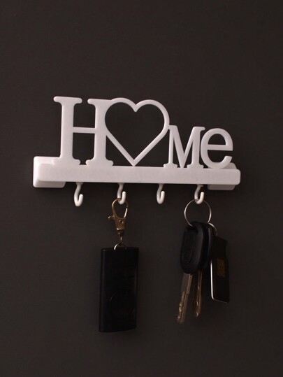 1pc Home Key Holder Wall Mount Entryway Organizer With Hooks, No Drilling Required, Decorative Piece For Living Room