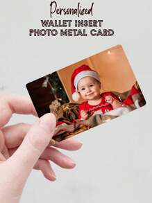 1 张可定制不锈钢照片钱包卡，可雕刻您的姓名、照片、肖像、文字。金属纪念品，适合祖父母、丈夫、妻子、父亲、母亲、朋友定制钱包卡，情人节，一份有意义的礼物