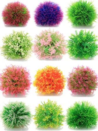 1pc Aquarium Decorative Grass Ball - PVC Lotus Grass Plant Cluster, For Fish Tank Landscaping - Durable Artificial Aquatic Plant Decor - Fade-Resistant Artificial Plant Decoration