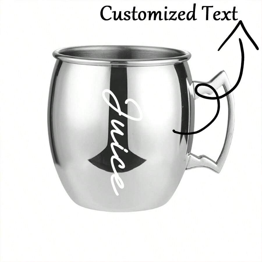 1 件个性化莫斯科骡子铜杯，经典饮水杯，咖啡杯，适合酒吧派对，银色亮面