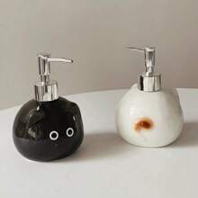 1pc Nordic Style Cute Siamese Cat Ceramic Shampoo Shower Gel Refillable Bottle, High Aesthetic Bathroom Supplies Home Bathroom Decor Fall Decor Back To School